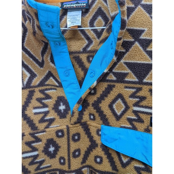 Patagonia Men's Synchilla Brown Aztec Fleece Snap T Pullover Size S - Picture 4 of 6